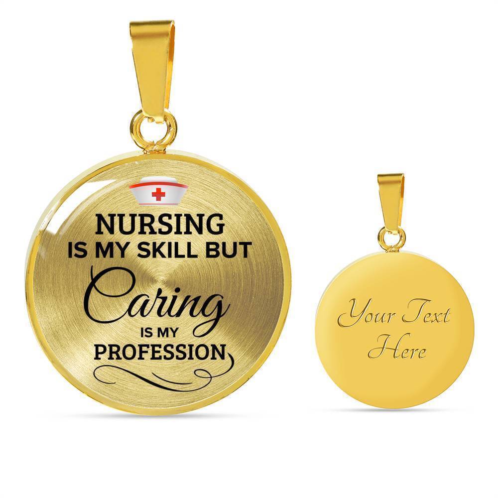 Nursing Is My Skill Rn Personalized Engraved Gold Circle Necklace Custom Name D